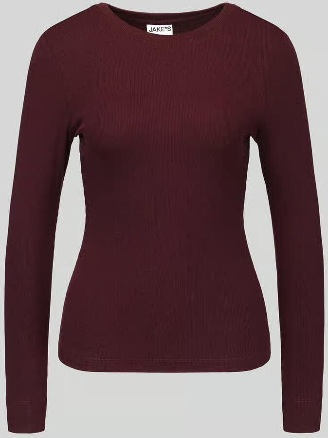 Jake*s Casual Shirt met lange mouwen met ribstructuur