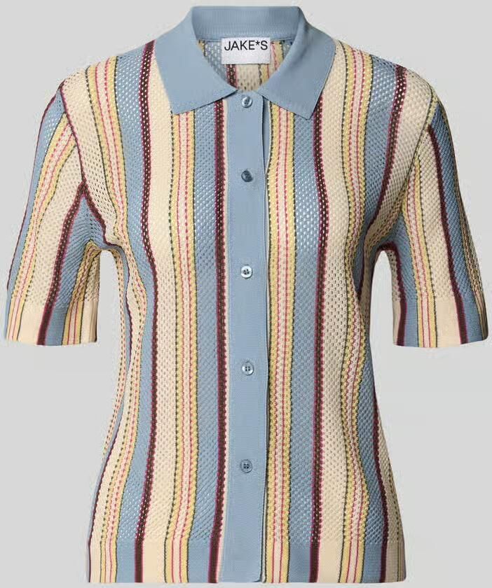 Jake*s Casual slim fit knitwear-poloshirt met doorlopende knoopsluiting - Foto 2