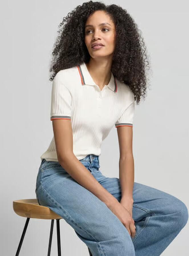 Jake*s Casual Slim fit poloshirt van viscosemix in tricotlook