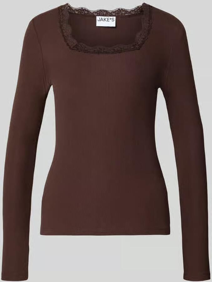 Jake*s Casual Slim fit shirt met lange mouwen van katoenmix