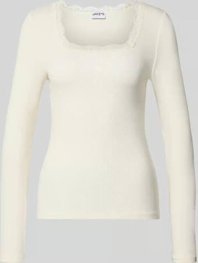 Jake*s Casual Slim fit shirt met lange mouwen van katoenmix