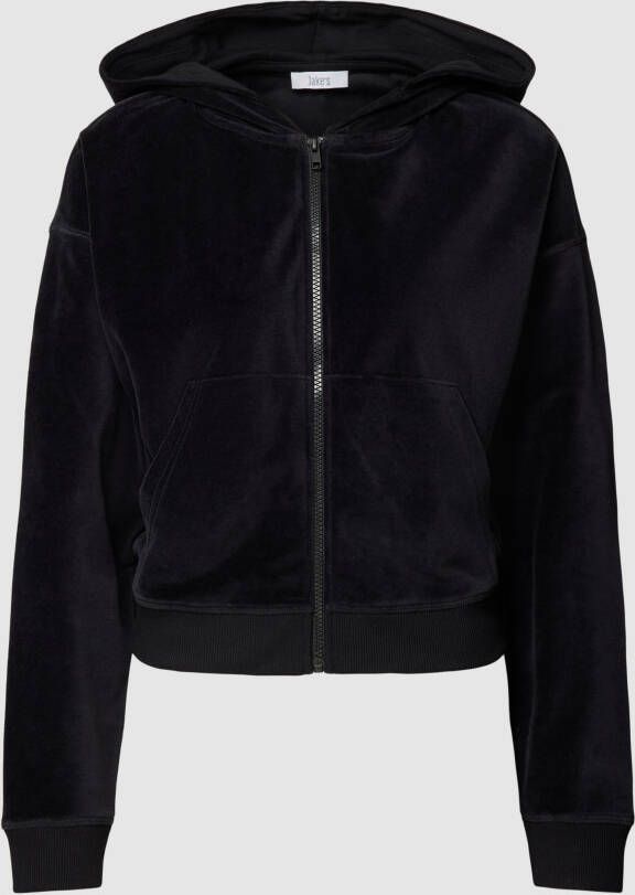 Jake*s Casual Sweatjack met extra brede schouders en steekzakken