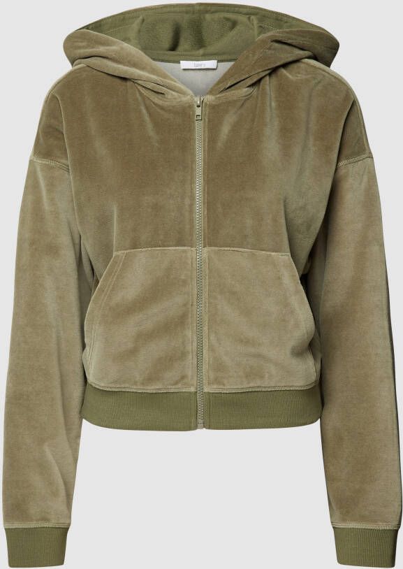 Jake*s Casual Sweatjack met extra brede schouders en steekzakken