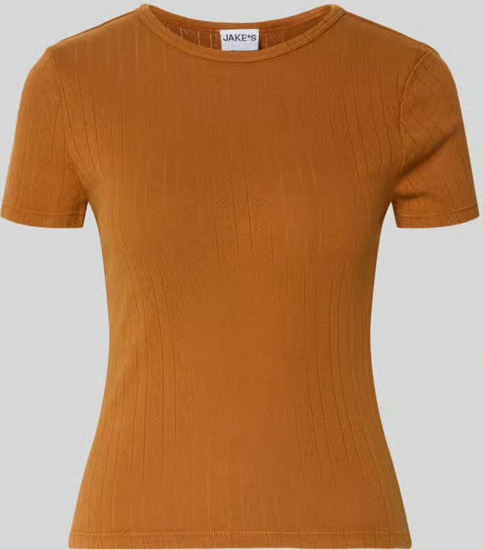 Jake*s Casual T-shirt in ajourtricot met ronde hals - Foto 2