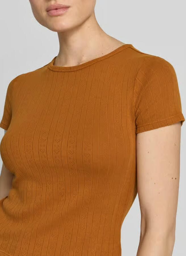 Jake*s Casual T-shirt in ajourtricot met ronde hals
