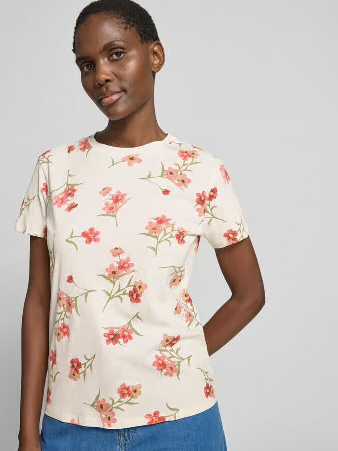 Jake*s Casual T-shirt in all-over look met ronde hals