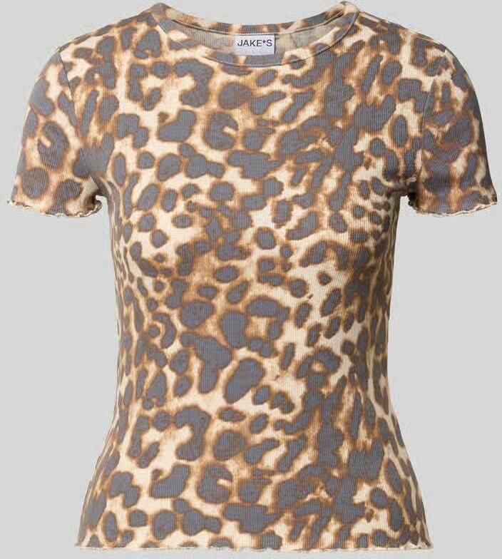 Jake*s Casual T-shirt in all-over look met ronde hals - Foto 2