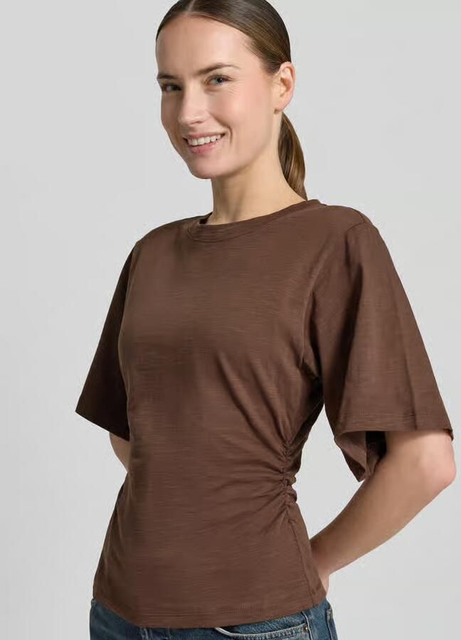 Jake*s Casual T-shirt met 1 2-mouwen en plooitjes
