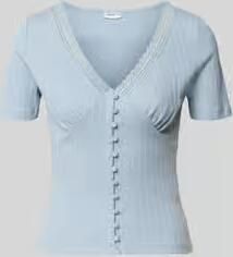 Jake*s Casual T-shirt met kant en knoopsluiting