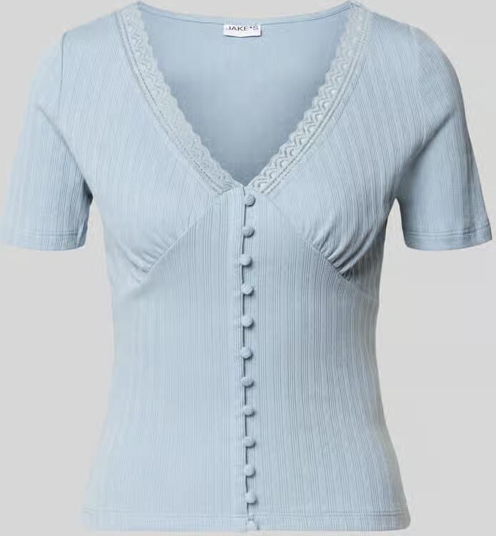 Jake*s Casual T-shirt met kant en knoopsluiting - Foto 2