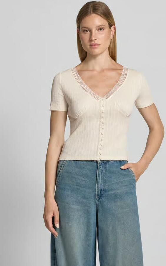 Jake*s Casual T-shirt met kant en knoopsluiting - Foto 2