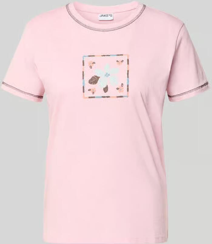 Jake*s Casual T-shirt met motief en ronde hals - Foto 2
