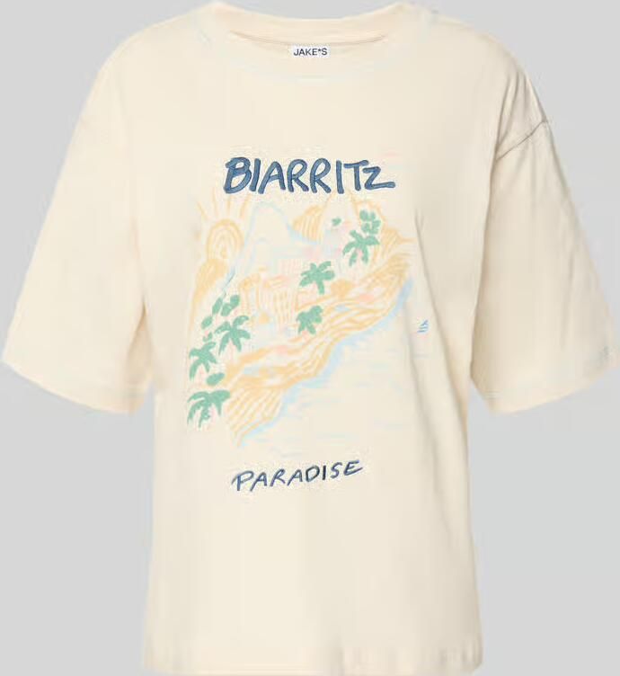 Jake*s Casual T-shirt met motiefprint en ronde hals - Foto 2