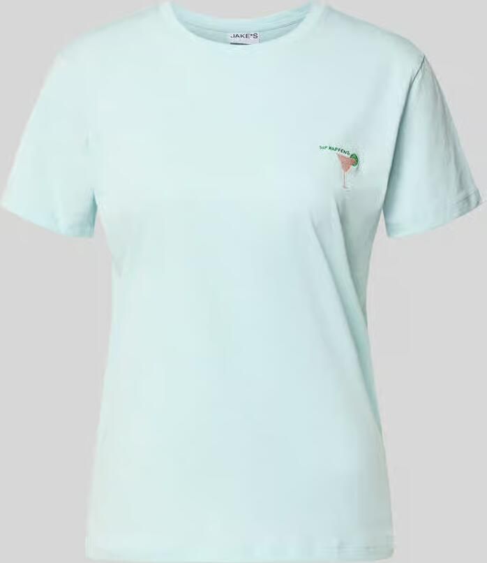 Jake*s Casual T-shirt met motiefstitching - Foto 2