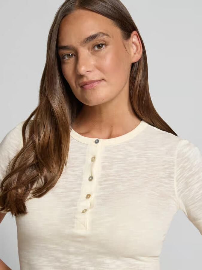 Jake*s Casual T-shirt met ronde hals en knoopsluiting