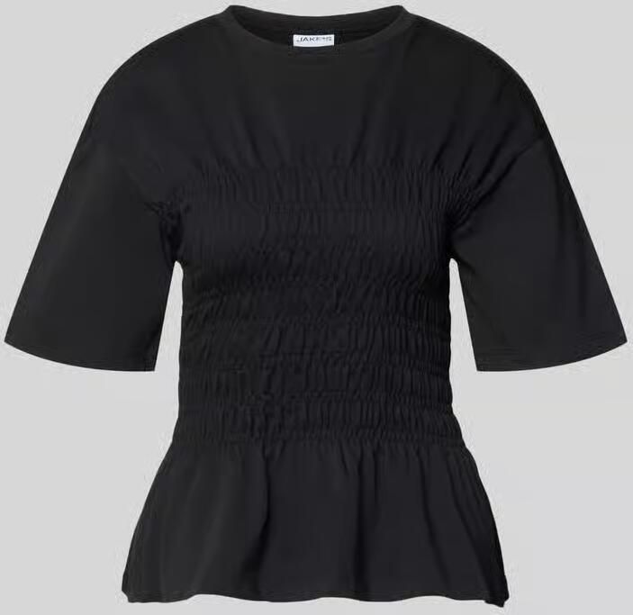Jake*s Casual T-shirt met smokdetails en ronde hals - Foto 2