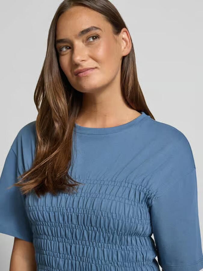 Jake*s Casual T-shirt met smokdetails en ronde hals