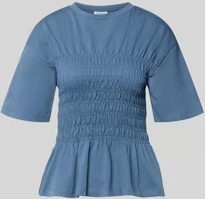 Jake*s Casual T-shirt met smokdetails en ronde hals - Foto 2