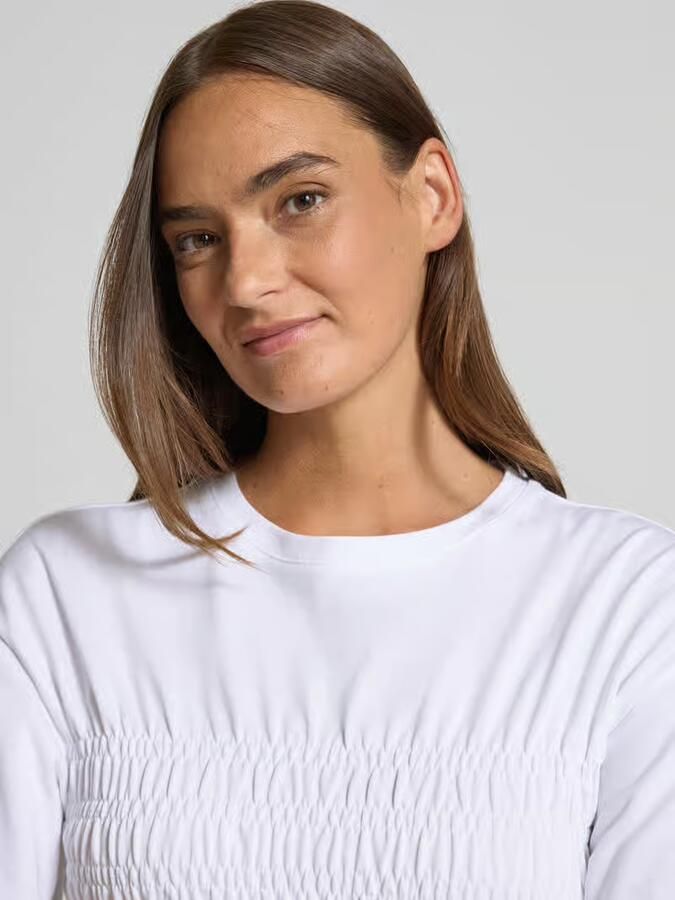 Jake*s Casual T-shirt met smokdetails en ronde hals