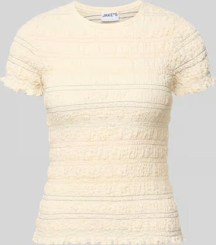 Jake*s Casual T-shirt met smokelementen en geschulpte zoom - Foto 2