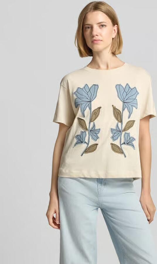 Jake*s Casual T-shirt met stitchings en ronde hals - Foto 3