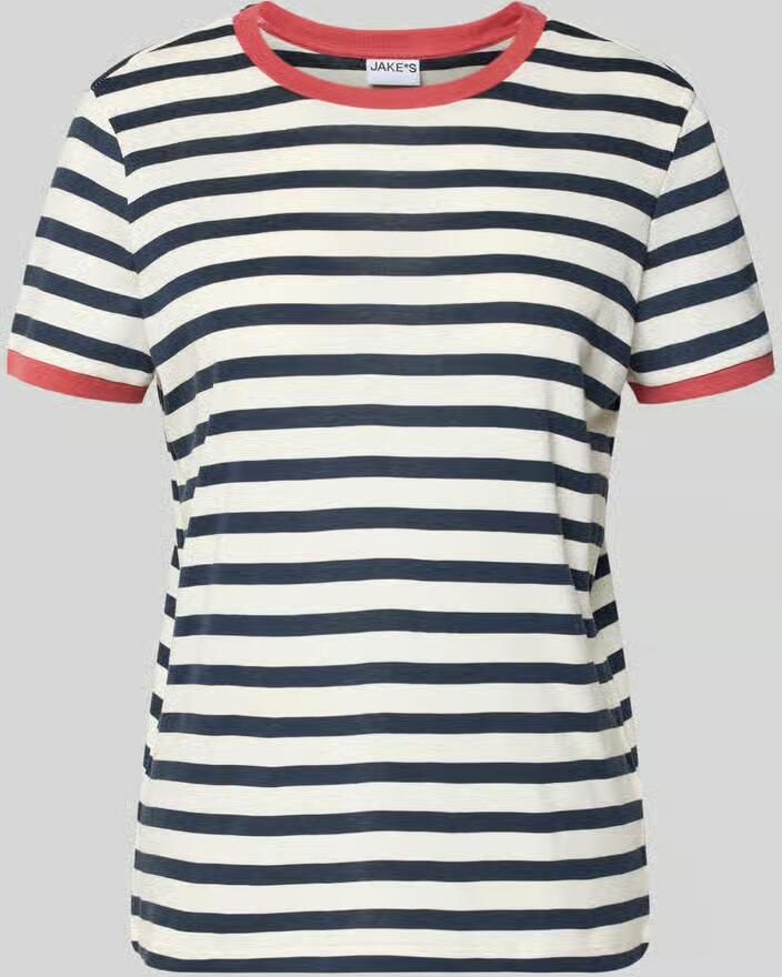 Jake*s Casual T-shirt met streepmotief en ronde hals - Foto 2