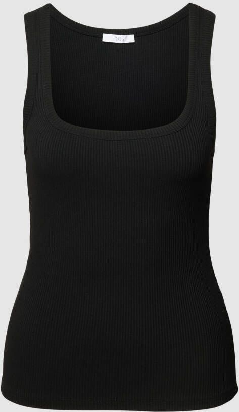 Jake*s Casual Top met geribde ronde hals