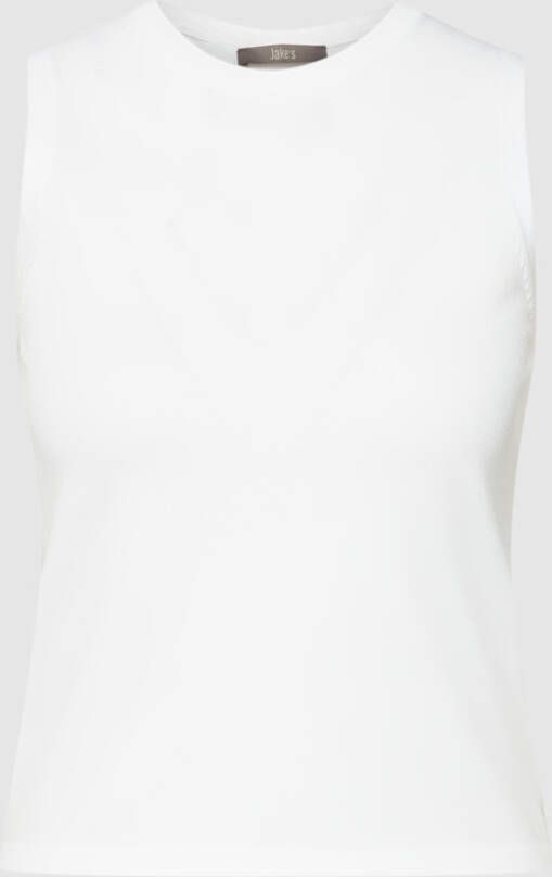 Jake*s Casual Top met geribde ronde hals