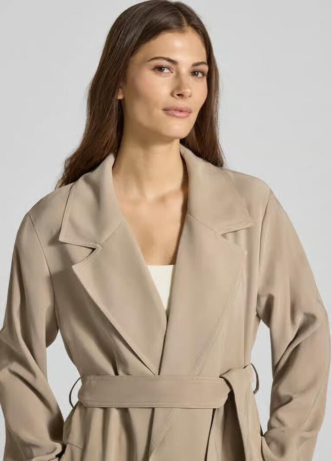 Jake*s Casual Trenchcoat van viscosemix met strikceintuur