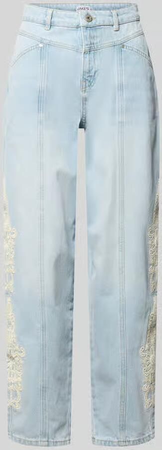 Jake*s Casual wide fit jeans met bloemrijke kanten afwerking - Foto 2