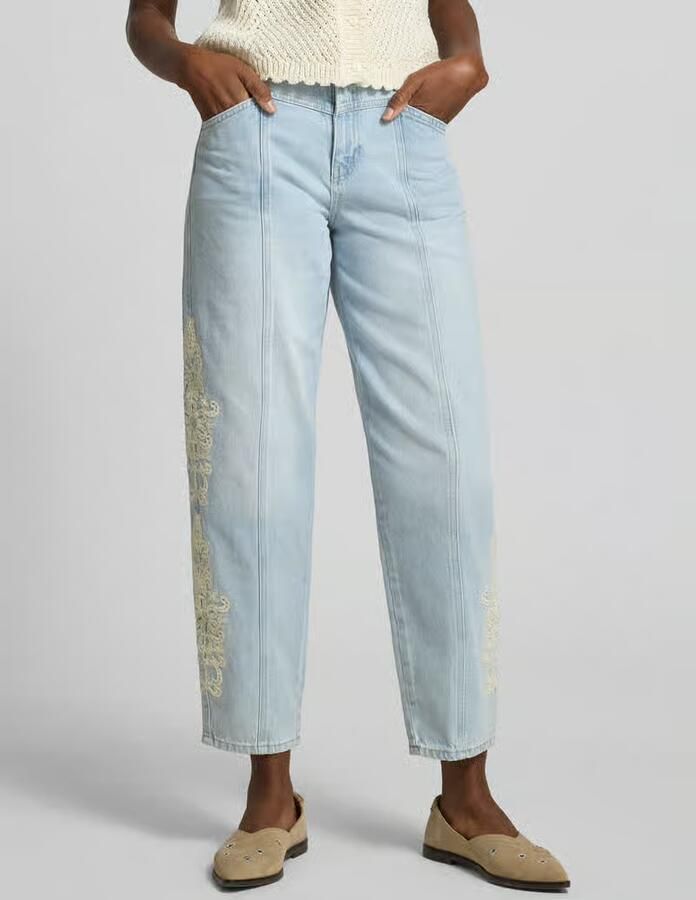 Jake*s Casual wide fit jeans met bloemrijke kanten afwerking - Foto 3