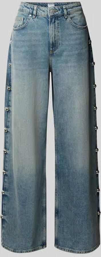 Jake*s Casual wide fit jeans met sierknopen