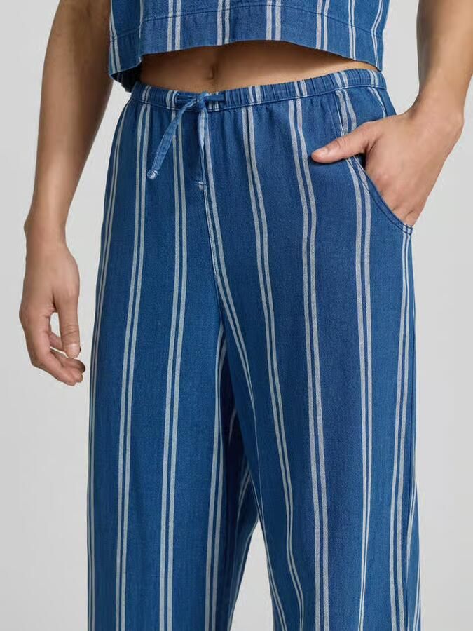 Jake*s Casual wide leg broek met elastische band en trekkoord