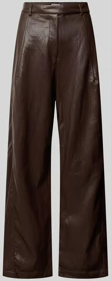 Jake*s Casual Wide leg broek van imitatieleer met riemlussen