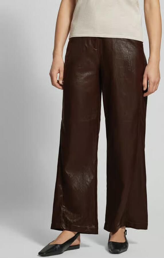 Jake*s Casual Wide leg broek van imitatieleer met riemlussen - Foto 2