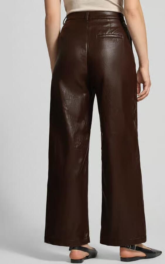 Jake*s Casual Wide leg broek van imitatieleer met riemlussen - Foto 3