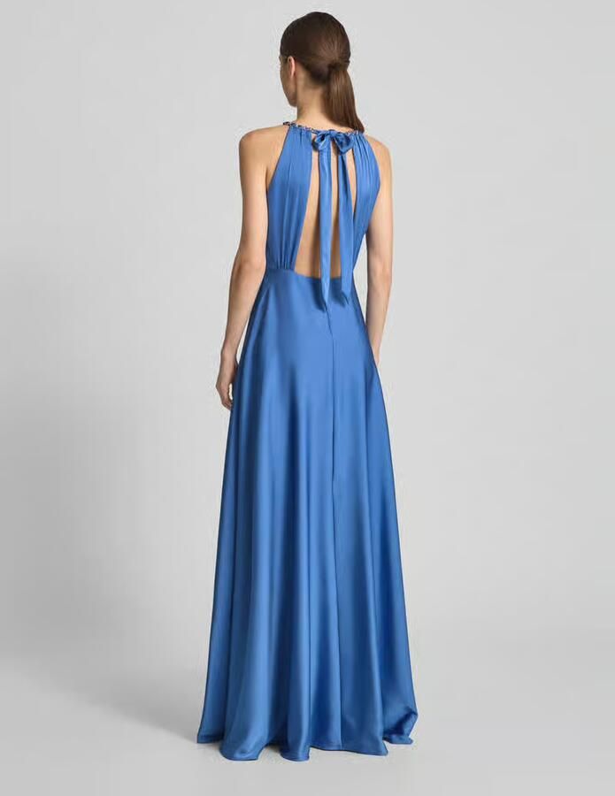 Jake*s Cocktail maxi-jurk met halter met vlechtketting en diep rugdecolleté - Foto 3