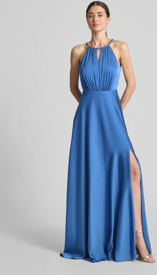 Jake*s Cocktail maxi-jurk met halter met vlechtketting en diep rugdecolleté - Foto 4