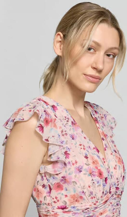 Jake*s Cocktail Avondjurk van chiffon met een florale all-over print