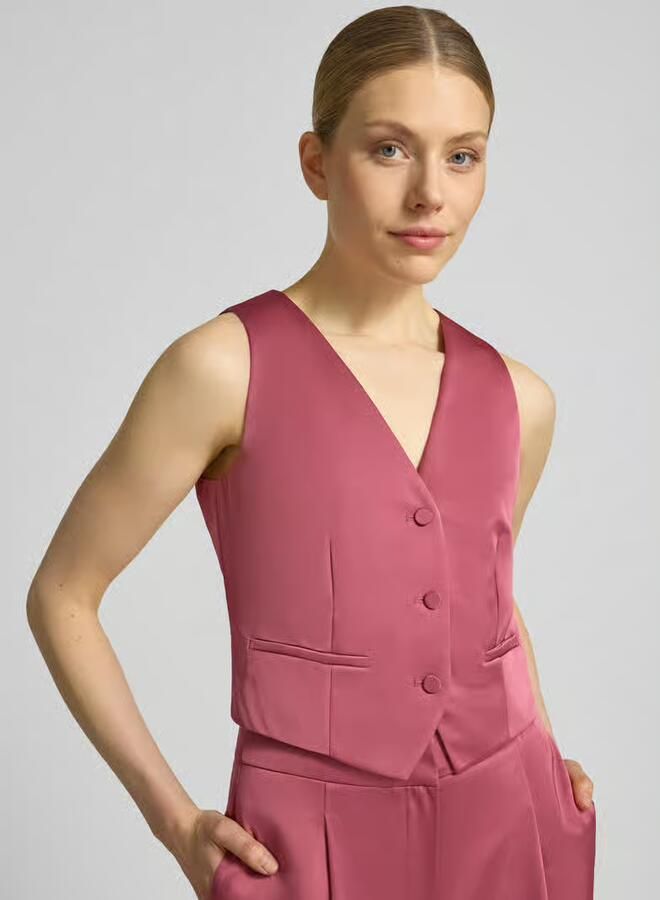 Jake*s Cocktail Bodywarmer van satijn met v-hals