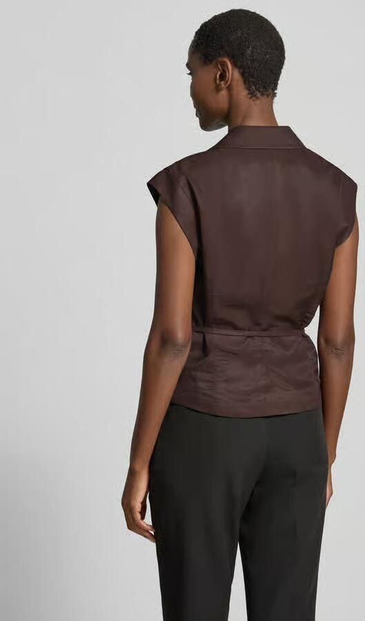 Jake*s Cocktail Bodywarmer van viscosemix met strikceintuur en reverskraag - Foto 2