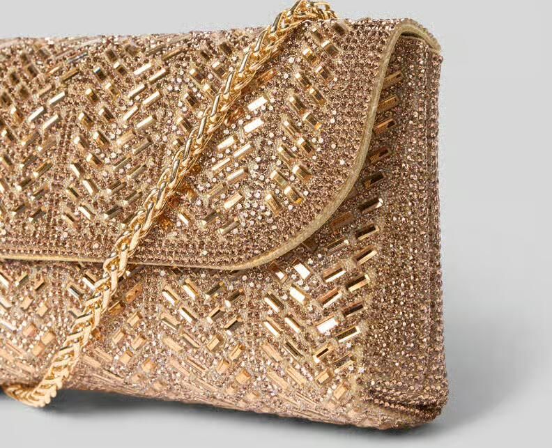 Jake*s Cocktail Clutch avondtas met glinsterende details model 'BohoBeadMirror'