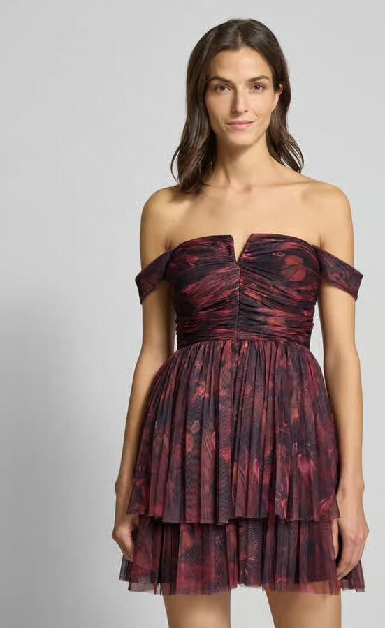 Jake*s Cocktail Cocktailjurk van mesh in off shoulder-look - Foto 2