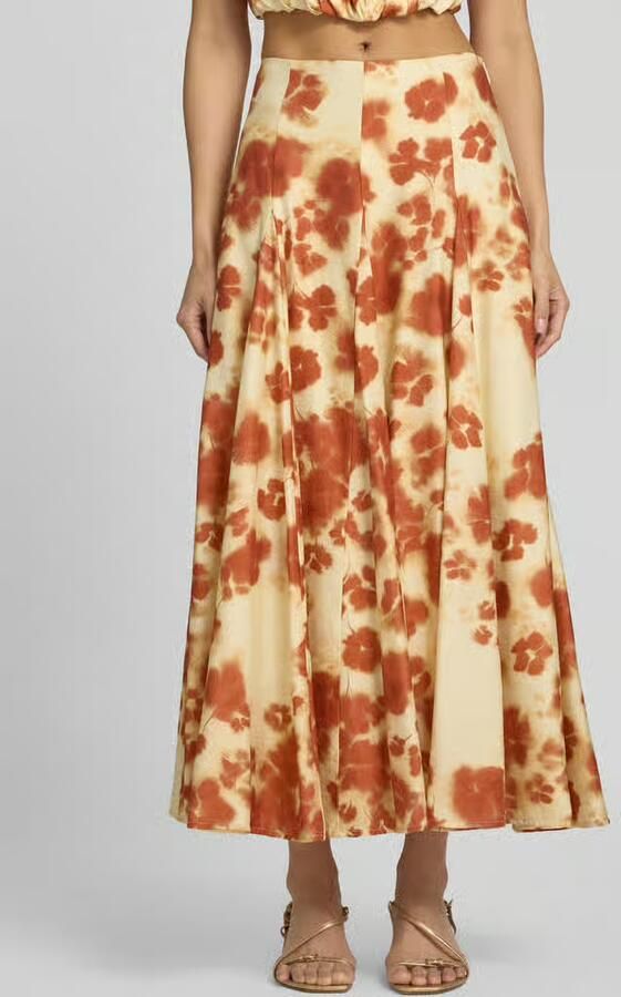 Jake*s Cocktail Maxirok van viscosemix met een florale all-over print - Foto 2