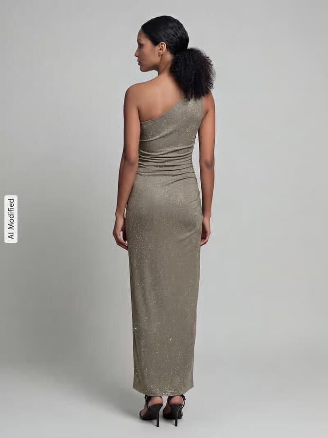 Jake*s Cocktail Glanzende maxi-jurk met one shoulder-band - Foto 2