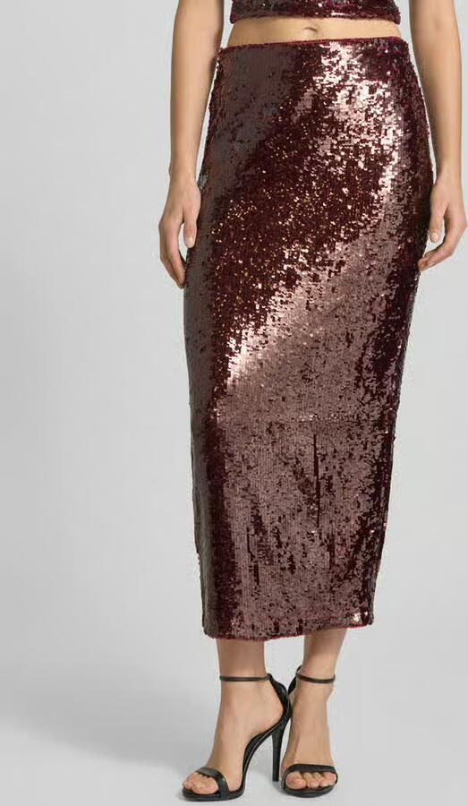 Jake*s Cocktail Slim fit midirok met pailletten - Foto 2