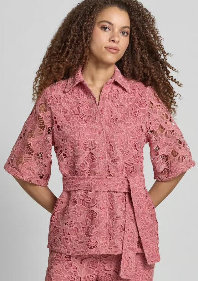 Jake*s Collection Blouse van kant met strikceintuur