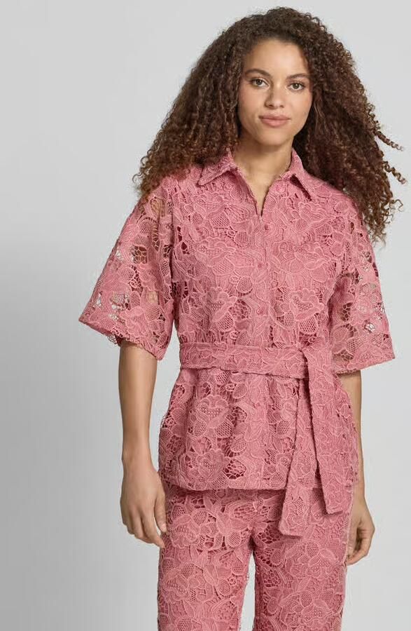 Jake*s Collection Blouse van kant met strikceintuur - Foto 3