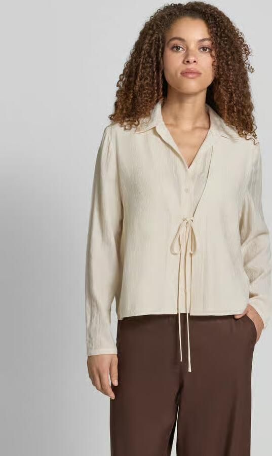 Jake*s Collection Blouse van viscosemix met strikdetail - Foto 3