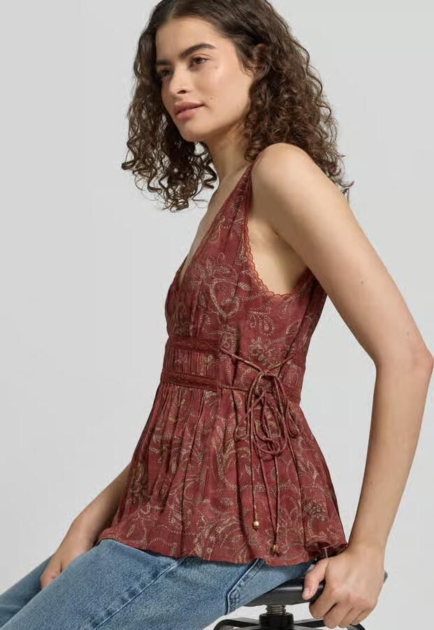 Jake*s Collection Blousetop met V-hals en met kant